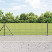 vidaXL Euro Staket med 7 Flänsade Stolpar 0.4x10 m Galvaniserat Stål