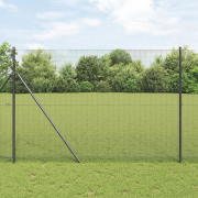 vidaXL svetsat trådstängsel med 7 stolpar grå 1.5x10 m stål