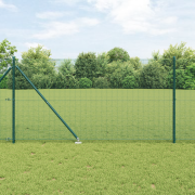 vidaXL Svetsat Trådsgärde med 7 Spikstolpar Grön 1.4x10 m Stål