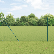 vidaXL Svetsat Trådgärde med 7 Spikstolpar Grön 1.4x10 m Stål