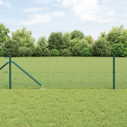 vidaXL svetsad trådstängsel med 13 spikposter Grön 0.8x25 m Stål