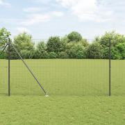 vidaXL svetsat trådstaket med 7 spikposter grå 1.6x10 m stål
