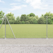 vidaXL Svetsat Trådstängsel med 7 flänsade stolpar 1.2x10 m Galvaniser...