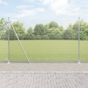 vidaXL Svetsat Trådstängsel med 7 Flangerade Stolpar 1.6x10 m Galvanis...