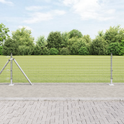 vidaXL Svetsat Trådstängsel med 13 Flänsstolpar 0.4x50 m Galvaniserat ...