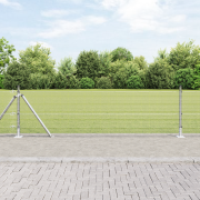 vidaXL svetsat trådgärde med 13 flangerade stolpar 0.6x100 m galvanise...