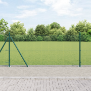 vidaXL svetsat trådstaket med 7 flänsade stolpar Grön 0.8x10 m Stål