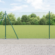 vidaXL Svetsat Trådstängsel med 7 Flangled Stolpar Grön 1.6x10 m Stål