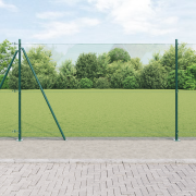 vidaXL svetsat tråd-stängsel med 13 flansade stolpar Grön 1.6x25 m Stå...
