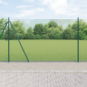 vidaXL Svetsat Stängsel med 13 Flangerade Stolpar Grön 1.5x50 m Stål