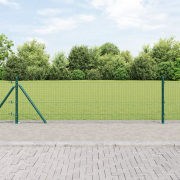 vidaXL Svetsat Trådgärde med 13 Flangade Stolpar Grön 0.4x100 m Stål