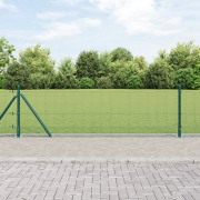 vidaXL Svetsat Tråd Stängsel med 13 Flangerade Poster Grön 0.6x100 m S...