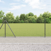 vidaXL Svetsat Trådgärd med 7 Flänsade Stolpar Grå 0.8x10 m Stål