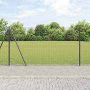 vidaXL Svetsat Trådstaket med 13 Flänsade Stolpar Grå 1.2x25 m Stål