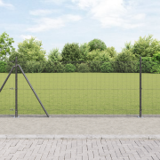 vidaXL Svetsat trådstängsel med 13 Flänsade Stolpar Grå 1.4x25 m Stål