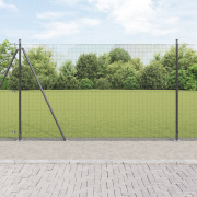 vidaXL Svetsat Trådgaller med 13 Flänsade Stolpar Grå 1.6x2.5 m Stål
