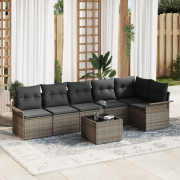 vidaXL 6-delad trädgårdsoffaset med kuddar svart poly rattan