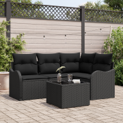 vidaXL 5-delad Trädgårdsoffagrupp med Kuddar Beige Poly Rattan