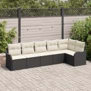 vidaXL 6-delat trädgårdsoffset med kuddar svart poly rattan