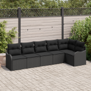 vidaXL 6-delad Trädgårdsoffa Set med Kuddar Svart Poly Rattan