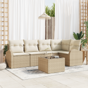 vidaXL 6-delad trädgårdsoffasett med dynor brun poly rattan