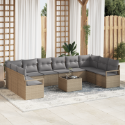 vidaXL 11-delade Trädgårdsoffor med Kuddar Svart Poly Rattan