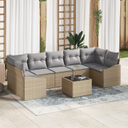 vidaXL 8-delat trädgårdsoffagrupper med kuddar Beige poly rattan