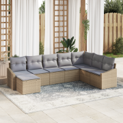 vidaXL 8 Delar Trädgårdsbord med kuddar Beige Poly Rotting