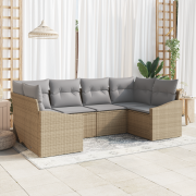 vidaXL 6-delat Trädgårdsoff-set med Kuddar Beige Poly Rottor