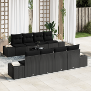 vidaXL 7-delat trädgårdsofaset med kuddar Svart Poly Rattan