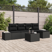 vidaXL 6-delat trädgårdsoffaset med kuddar Beige Poly Rattan