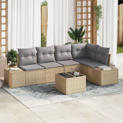 vidaXL 6-delad Trädgårdsofa Set med Dynor Svart Poly Rattan