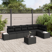vidaXL 7-delat Trädgårdsoffset med Kuddar Beige Poly Rottning