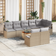 vidaXL 9-delat trädgårdsoffset med kuddar beige poly rattan akacia