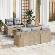 vidaXL 6-delat Trädgårdsoff-set med kuddar Beige Poly rotting Akacia