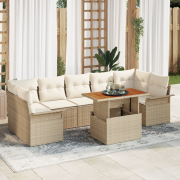 vidaXL 8-delat Trädgårdssoffset med Kuddar Beige Poly Rattan