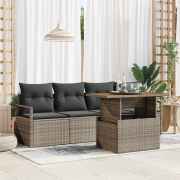 vidaXL 5-delat Trädgårdsofa Set med Kuddar Grå Poly Rattan
