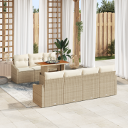 vidaXL 8 Delars Trädgårdsoffagrpup med Kuddar Beige Poly Rattan