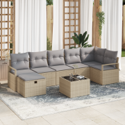 vidaXL 8 Delar Trädgårdsoffaset med Kuddar Beige Poly Rotting