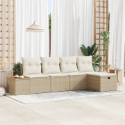 vidaXL 5-delat Trädgårdsoffmöbel Set med Kuddar Beige Poly Rattan