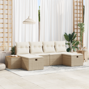vidaXL 6-delad Trädgårdssoffgrupp med Dynor Beige Poly Rattan