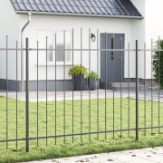 vidaXL Trädgårdsgärde med Bågtopp Grå 6,8x1,25 m Stål