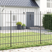 vidaXL Trädgårdsstaket med Bågtopp Grå 11,9x1,75 m Stål
