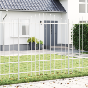 vidaXL Trädgårdsstängsel med Bågtopp Vit 10,2x1,75 m i Stål