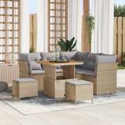 vidaXL 8-delars trädgårdsoff-set med kuddar Beige Poly-rotting Akacia