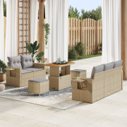 vidaXL 8-delars trädgårdsoffaset med kuddar Beige Poly Rottning Akacia