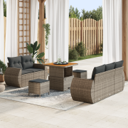 vidaXL 8-delad trädgårdsofa set med kuddar grå poly rattan akacia