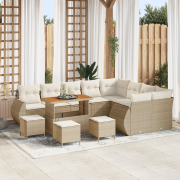 vidaXL 13-delad Trädgårdsoffasett med Kuddar Beige Poly Rattan Akacia