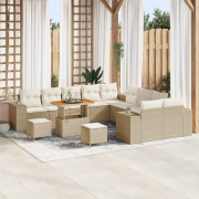 vidaXL 13-delad trädgårdsoffaset med kuddar beige poly rotting acacia