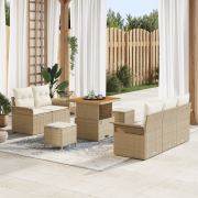 vidaXL 8-delat trädgårdssoffset med kuddar beige poly rotting akacia